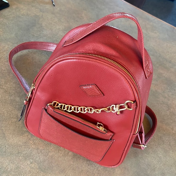 Handbags - Red Faux Leather Women's Mini Backpack Purse